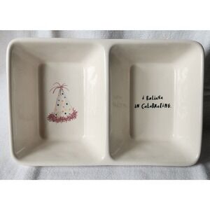Rae Dunn Divided Dish Candy Snack I BELIEVE IN CELEBRATING By Magenta